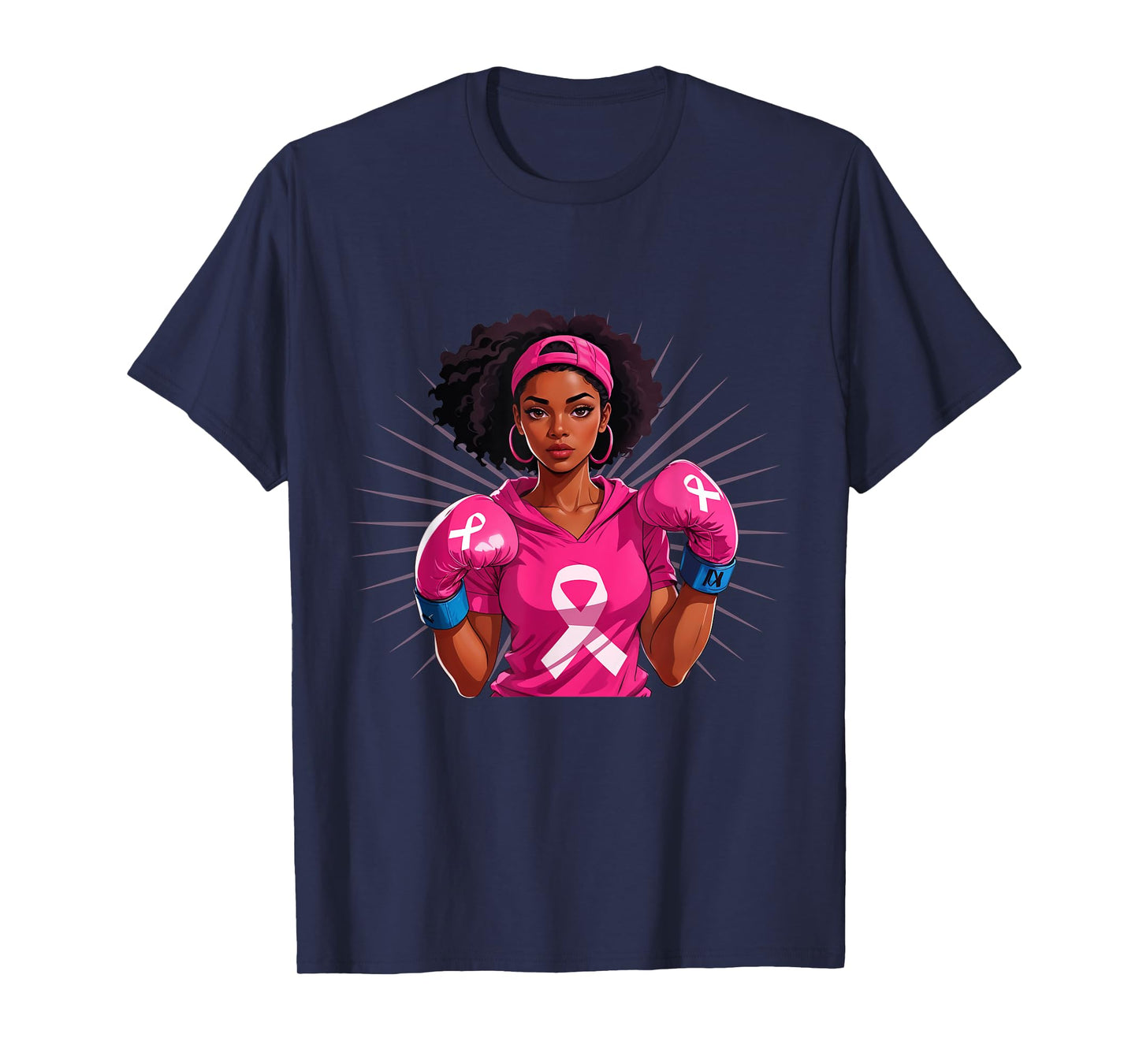 Breast Cancer Awareness African American Woman Boxing Gloves T-Shirt