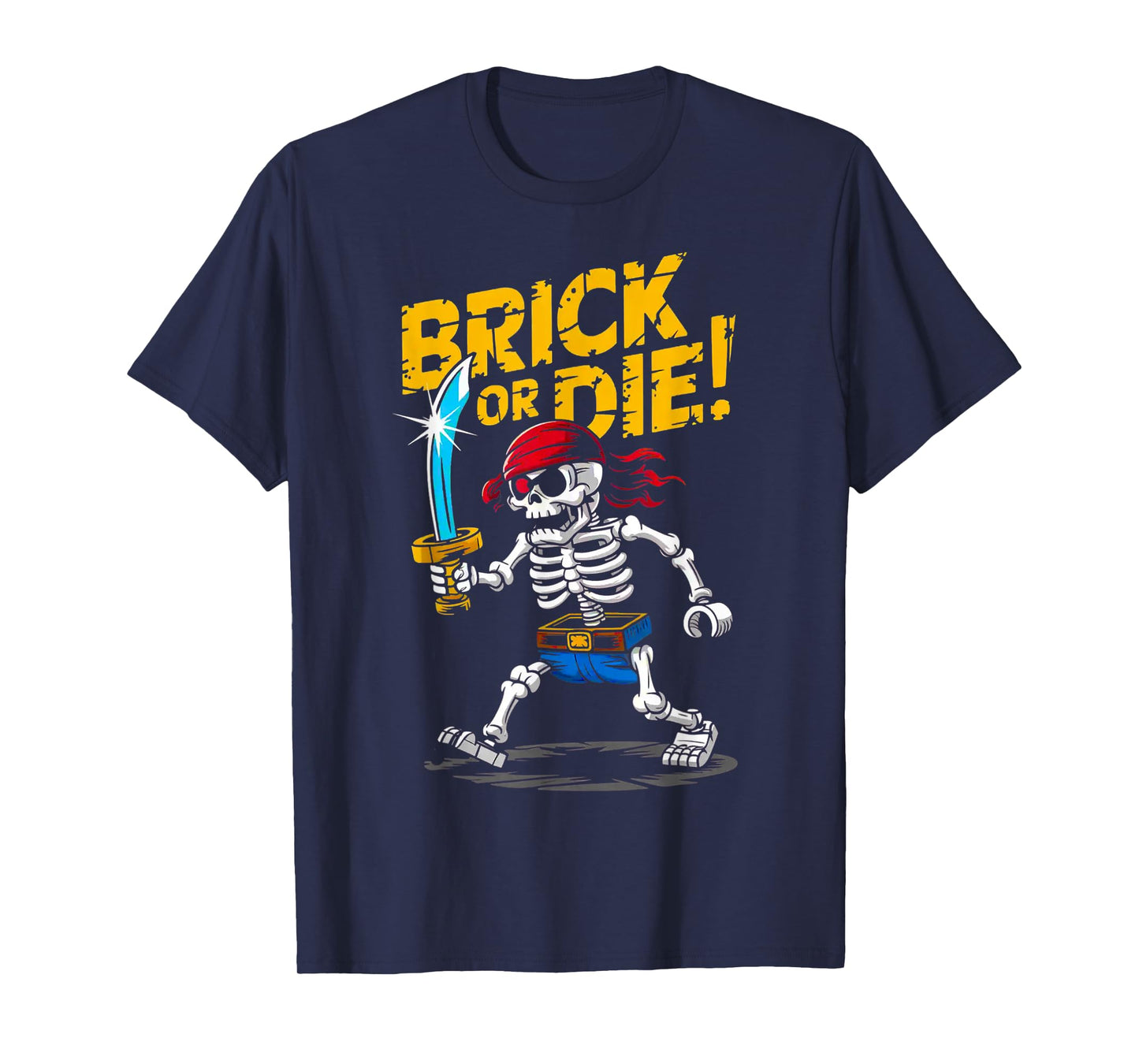 Halloween Bricks Pirate Skeleton Builder Blocks Building Toy T-Shirt