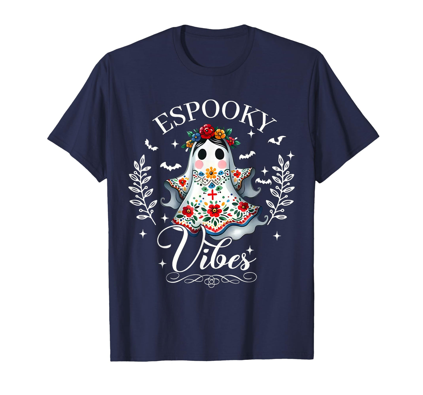 Spooky Vibes Ghost Retro Groovy Halloween Women Girls Kids T-Shirt