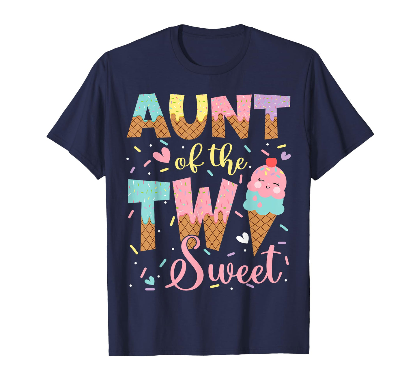 Aunt Of The Two Sweet 2Nd Birthday Girl Ice Cream T-Shirt
