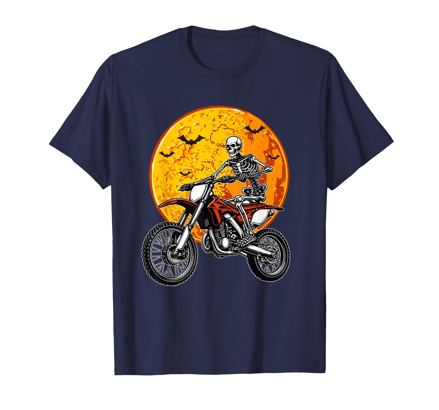 Skeleton Riding Dirt Bike Halloween Horror Costume Biker T-Shirt
