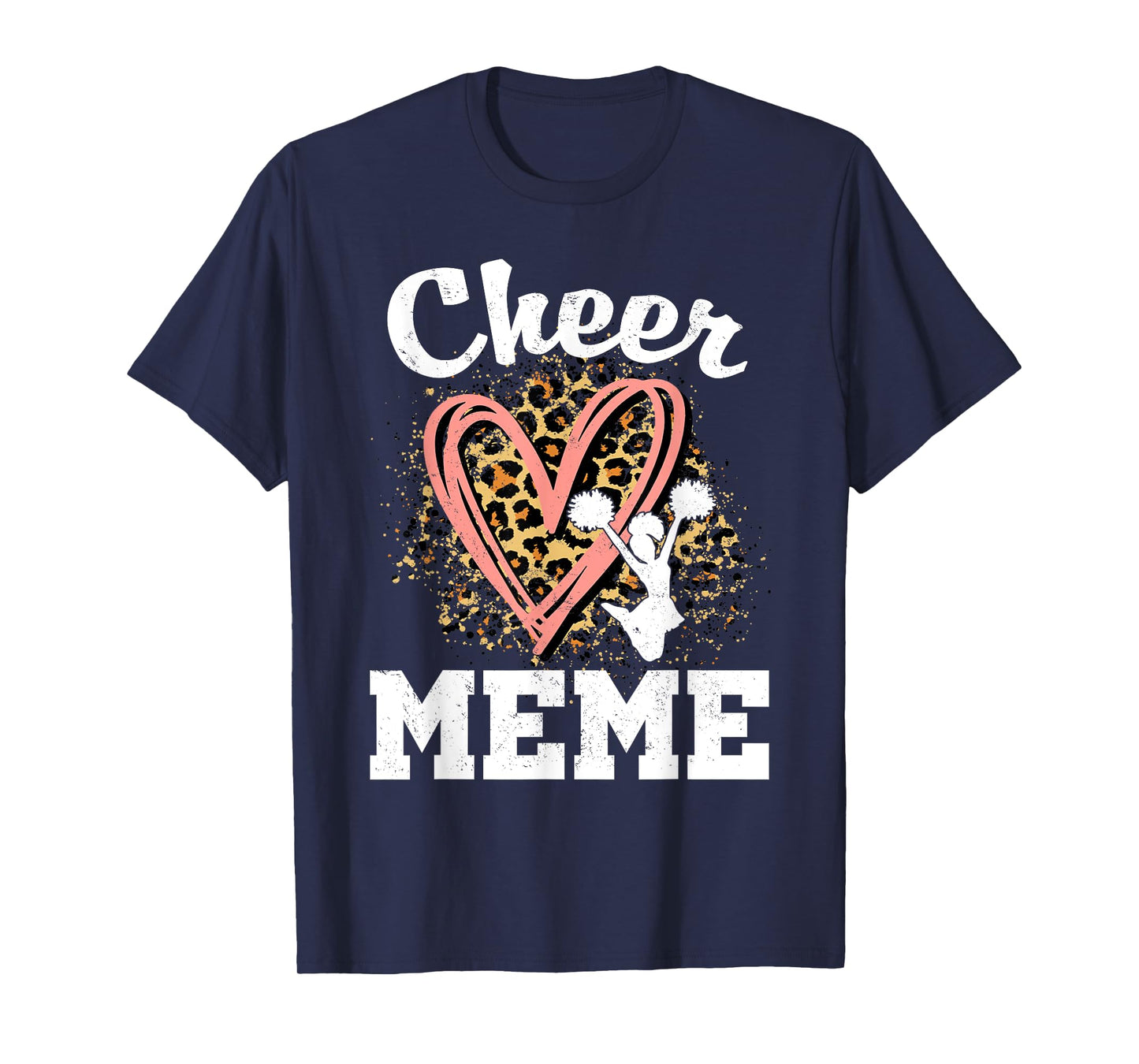 Cheer Meme Leopard Heart Cheerleader T-Shirt