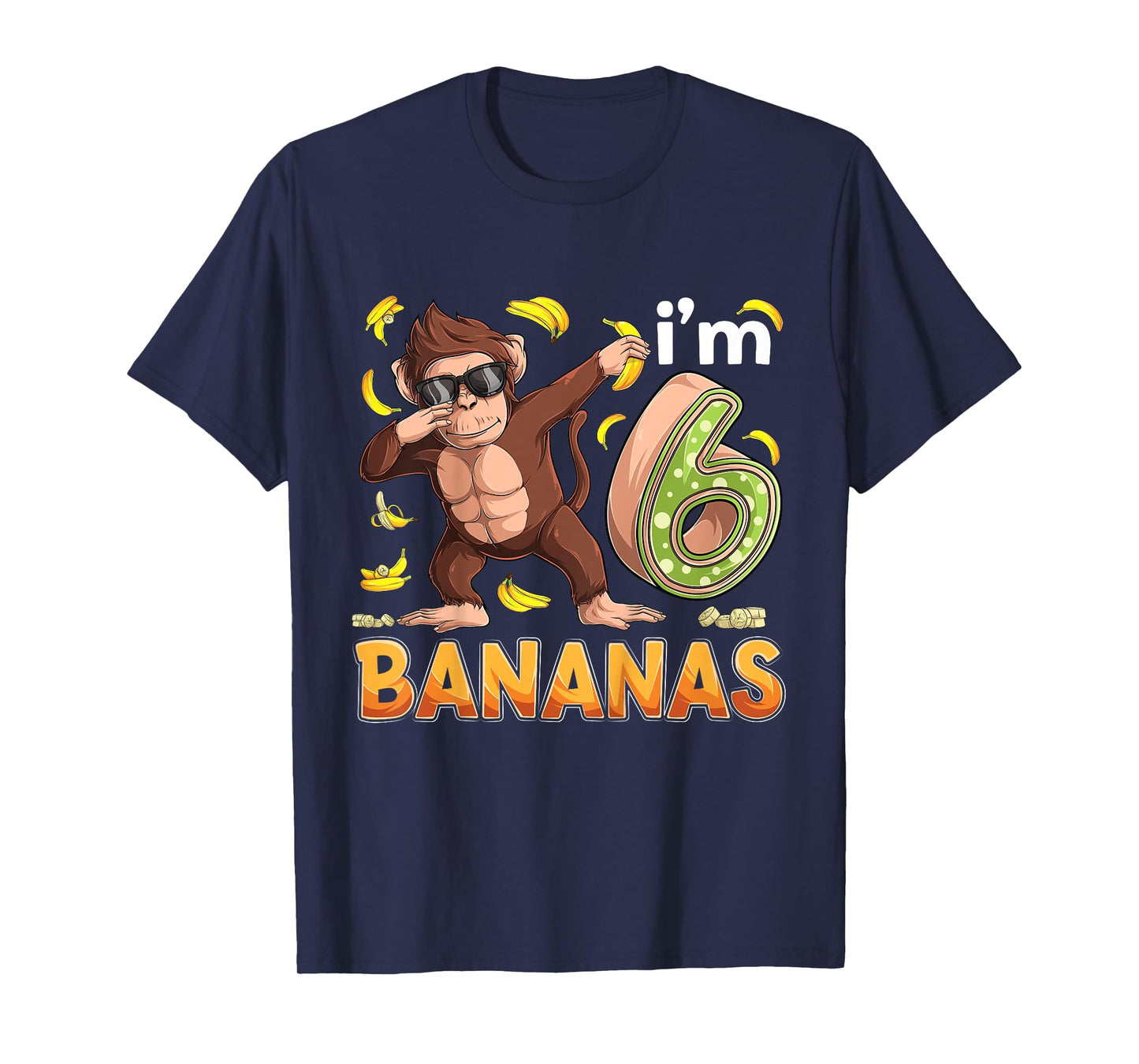 6 Year Old Monkey Birthday Safari Jungle Animal 6th B-day T-Shirt
