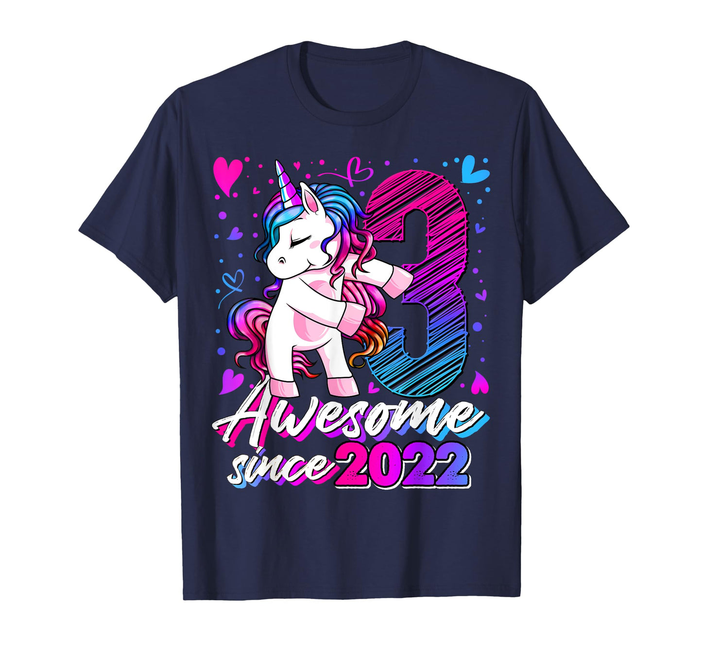 3 Year Old Unicorn Gifts For Girls 3rd Birthday Girl Party T-Shirt