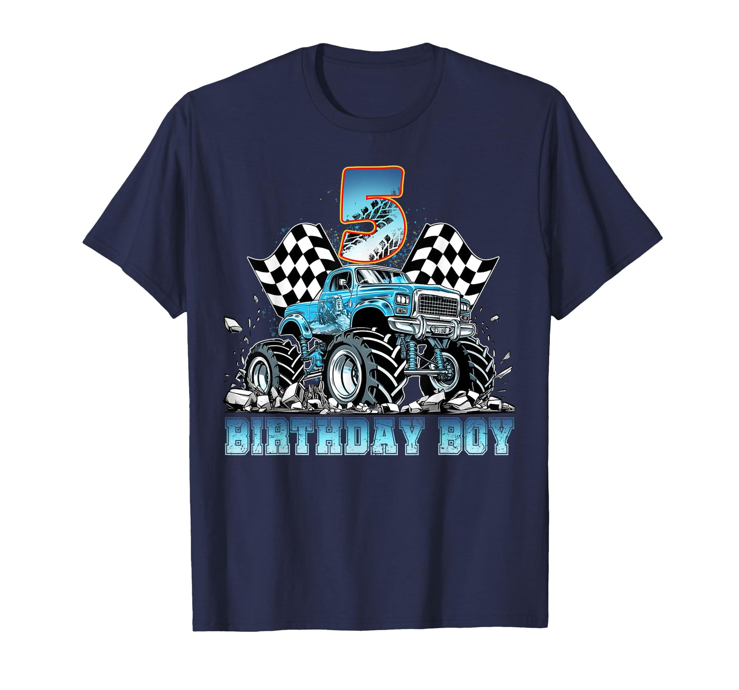 Birthday Monster Truck Funny Birthday 5 year Old Boys Kids T-Shirt