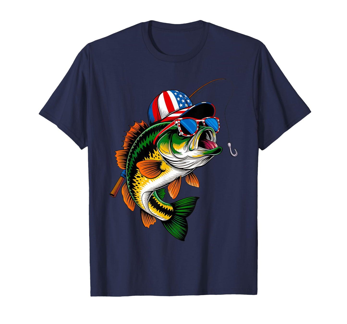 Funny Fishing & Fisherman Gift American Flag 4th of July T-Shirt