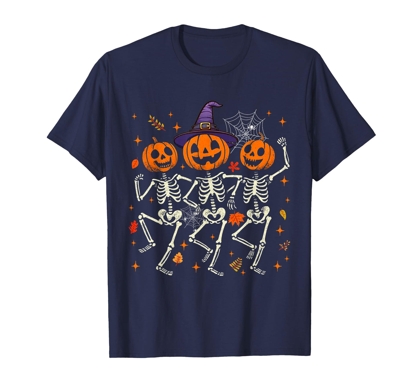 Pumpkin Skeleton Halloween Spooky Season Fall Tee for Women T-Shirt