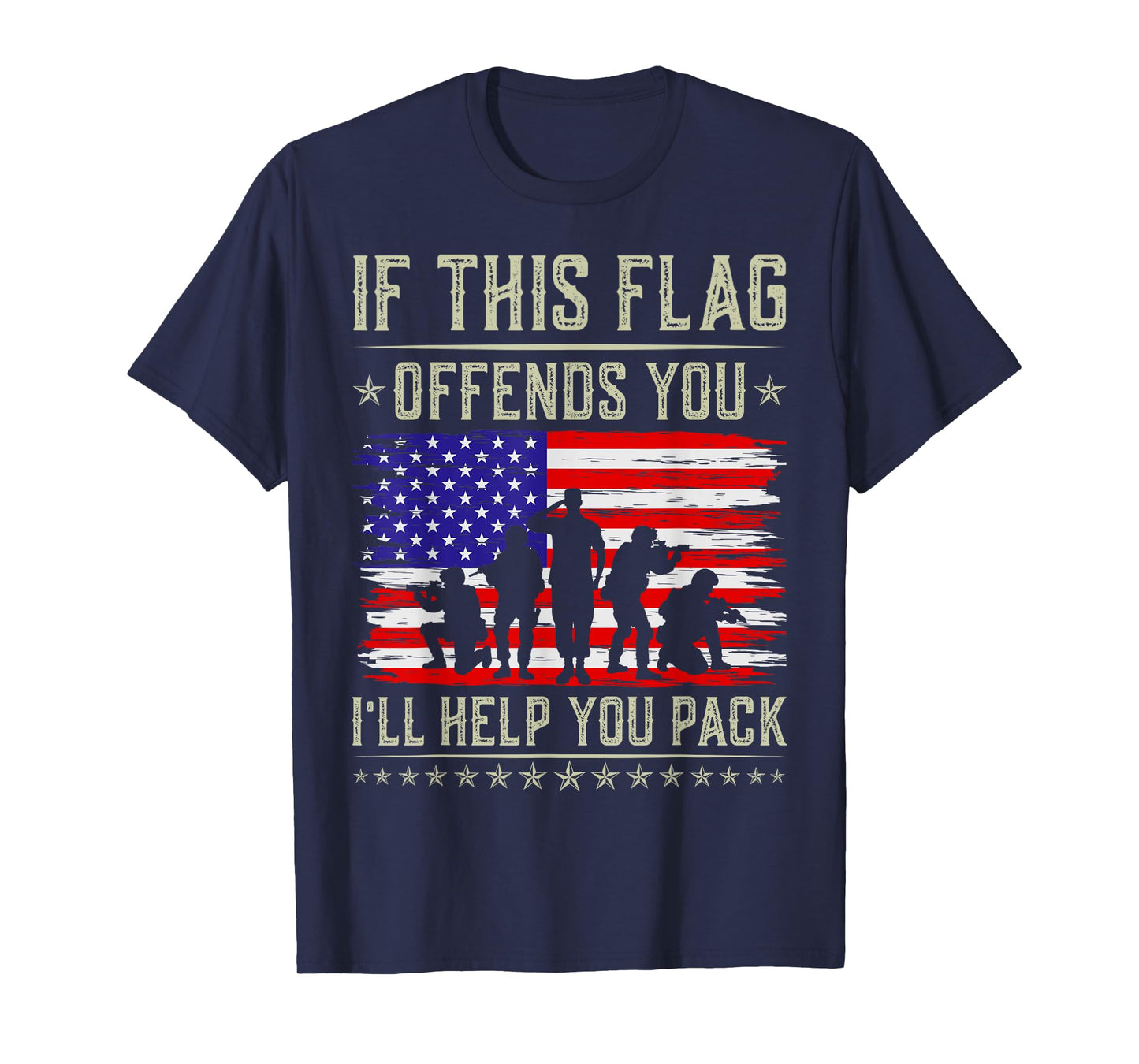 If This Flag Offends You I'll Help You US Flag Veterans Day T-Shirt