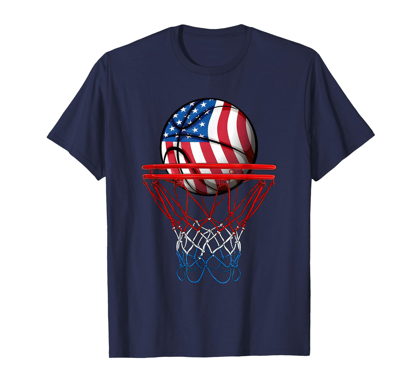Basketball American Patriotic 4th Of July US Flag Men Boys T-Shirt