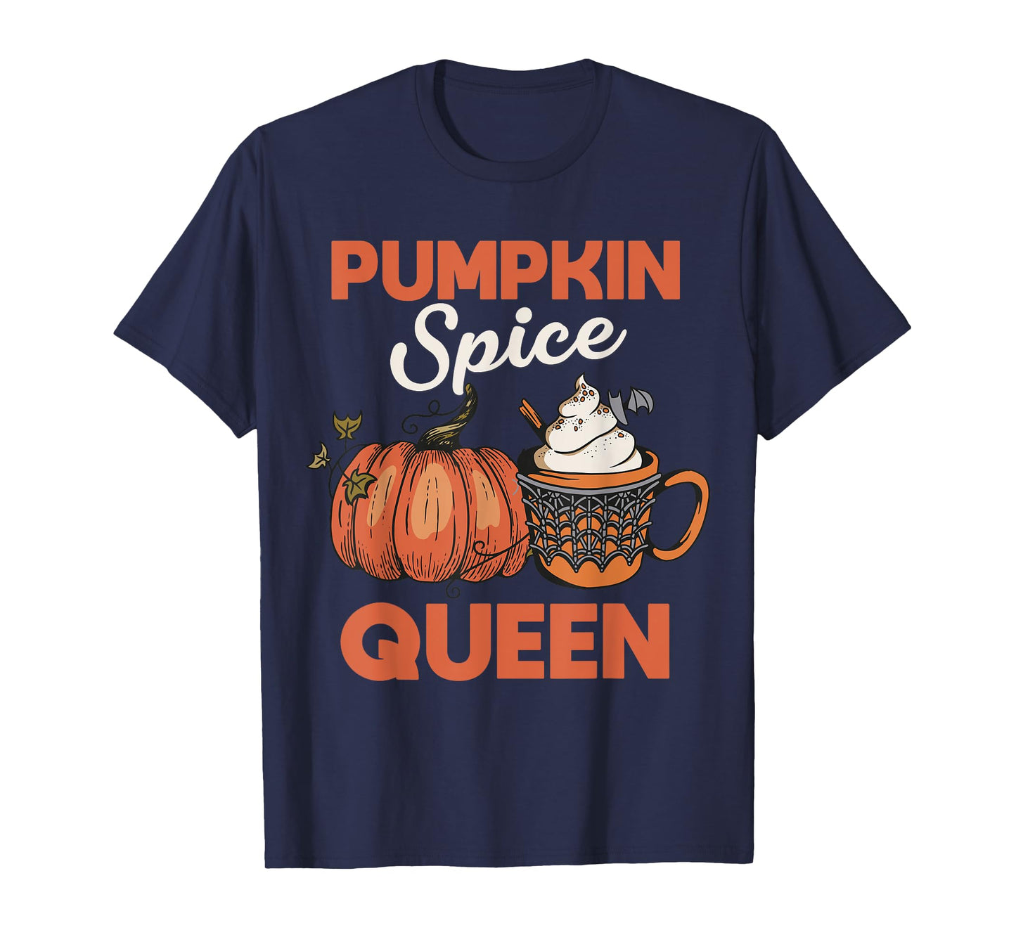 Pumpkin Spice Queen Coffee Pumpkin Web Spiders Halloween T-Shirt