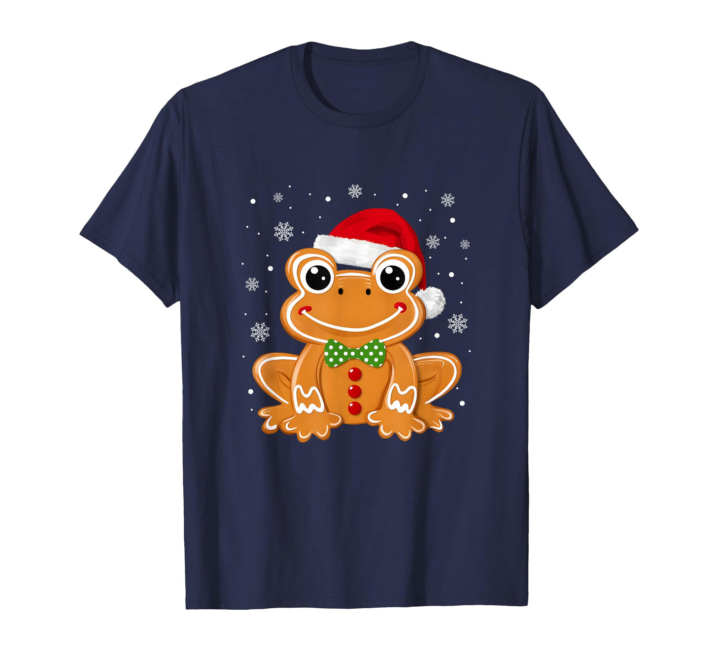 Funny Gingerbread Man Frog Christmas Womens Mens Kids T-Shirt