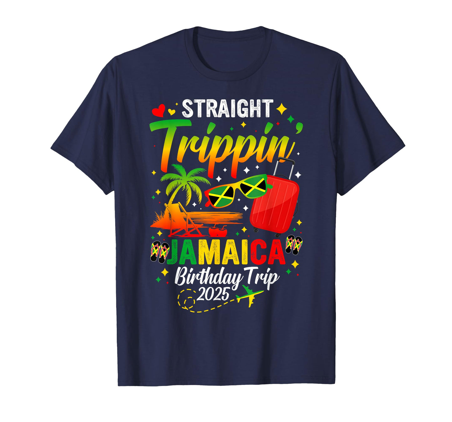 Straight Trippin' Jamaica Vacation 2025 Birthday Family Trip T-Shirt