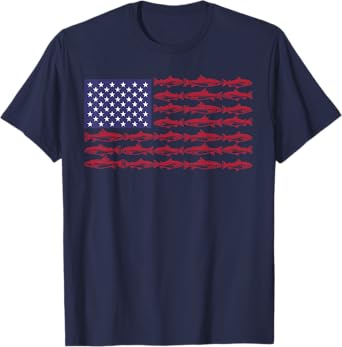 American Flag Fishing 4th July Men Funny Bass Dad Patriotic T-Shirt