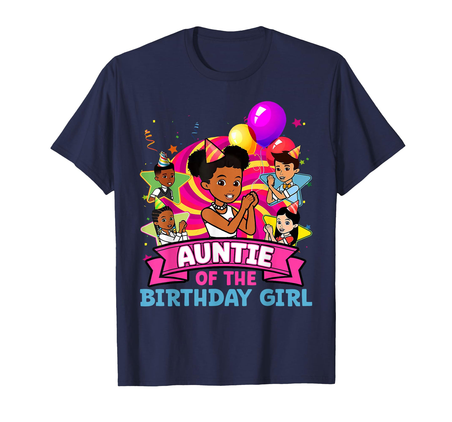 Auntie the Birthday Girl Party Pink Doll Family Decorations T-Shirt