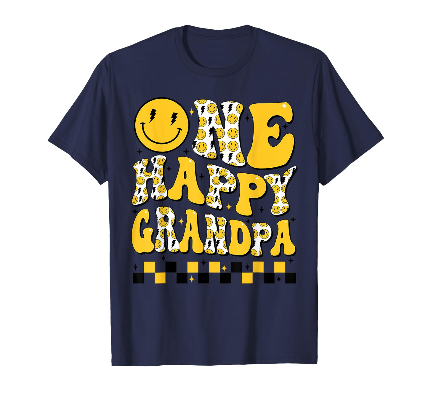 One Happy Grandpa 1st Smile Face Birthday Family Matching T-Shirt