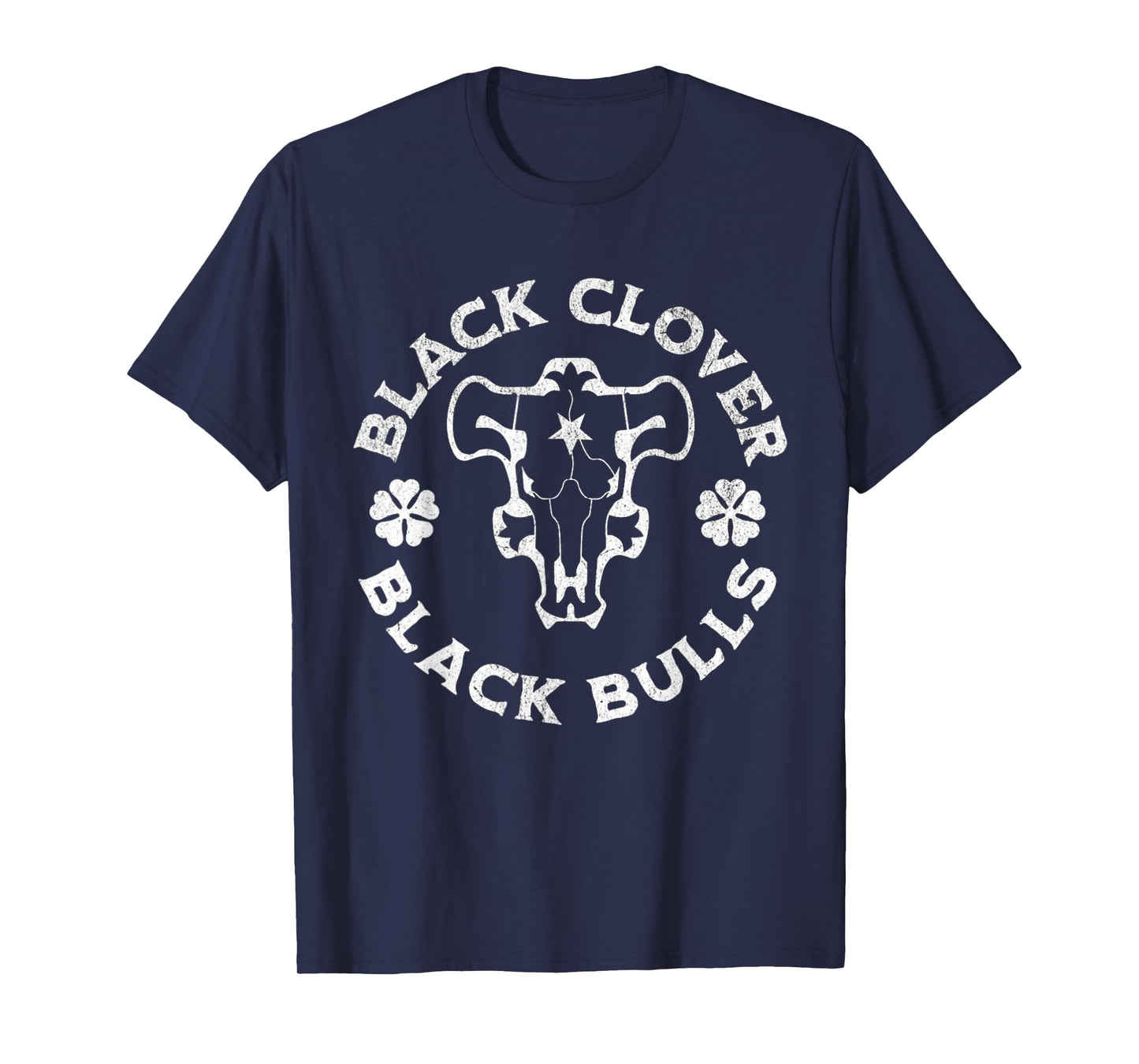 Distressed Black Anime Clover Black Bulls T-Shirt
