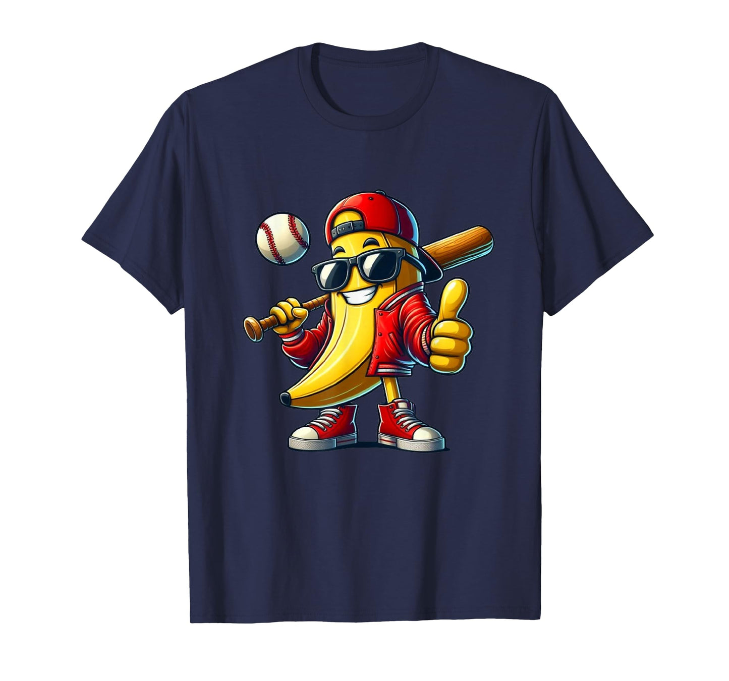 Banana Playing Baseball Fruit Lover Baseball Player T-Shirt