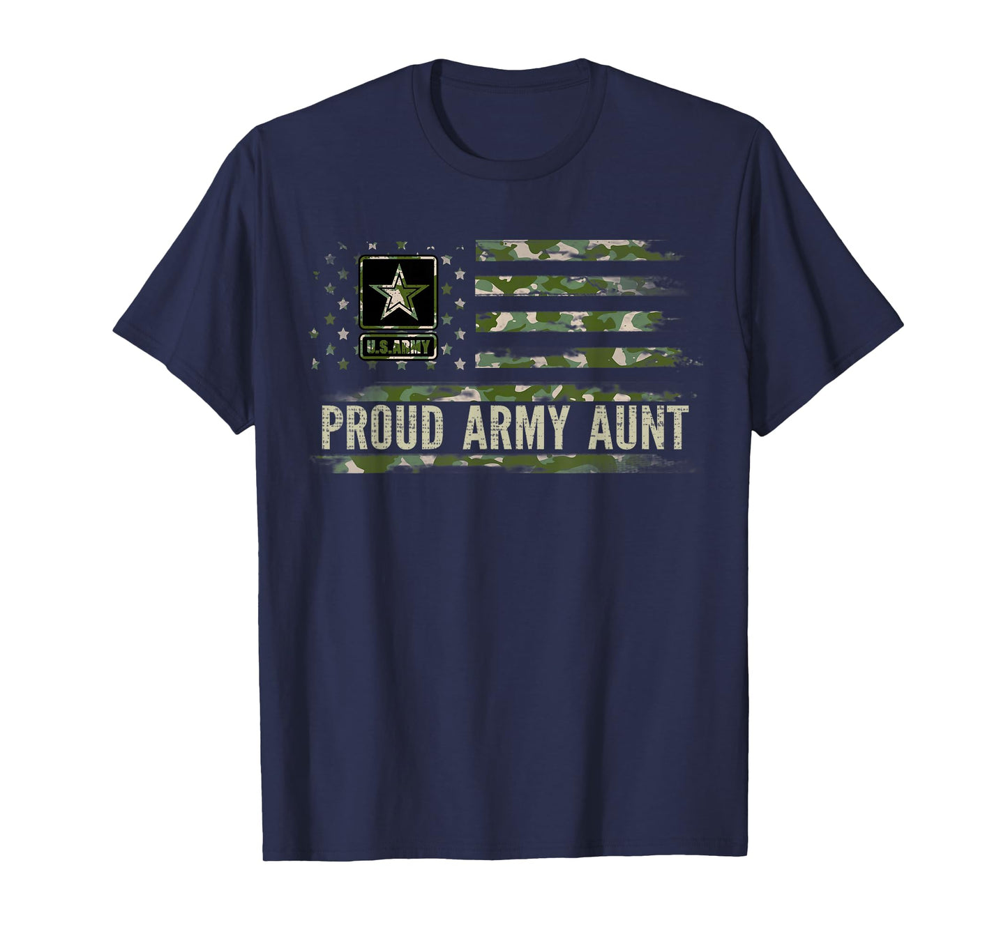 Vintage Proud Army Aunt Camo American Flag Veteran Gift T-Shirt