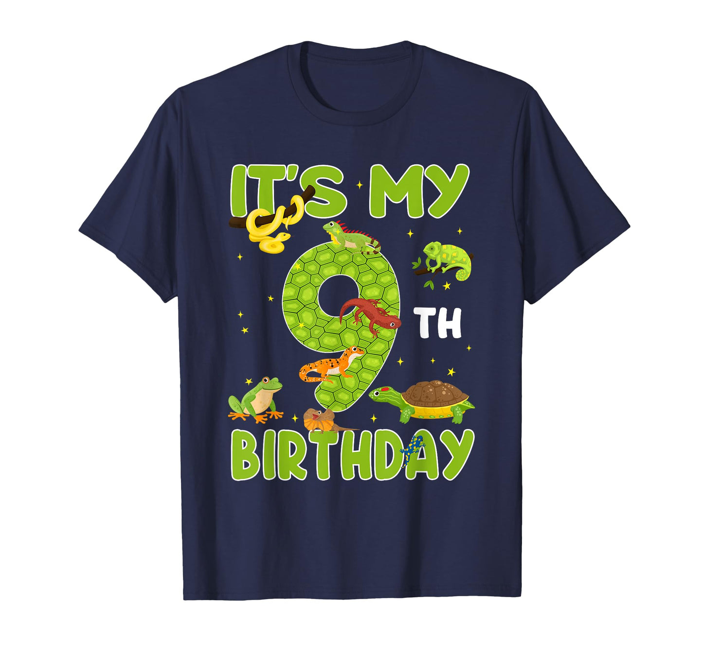 9th Birthday Lizard Reptile Birthday Party 9 Year Old T-Shirt