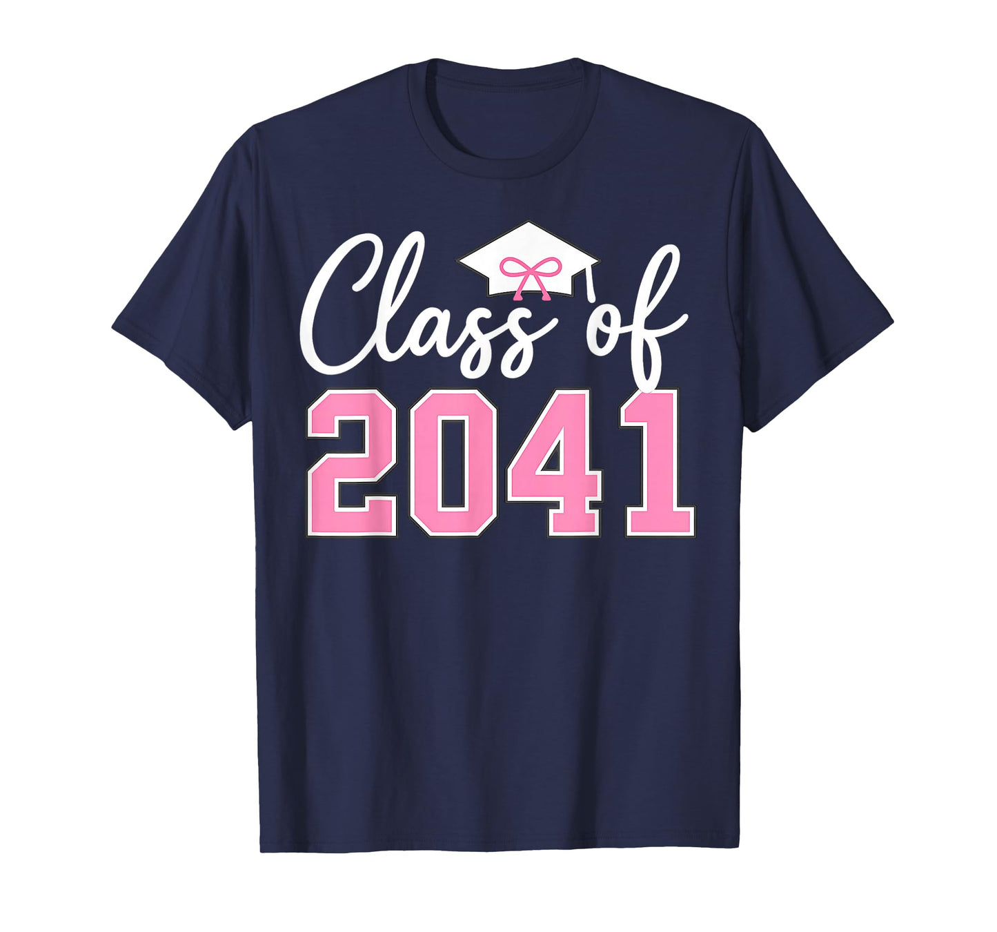 Class of 2041 Grow with Me Kindergarten Pink Coquette Bow T-Shirt