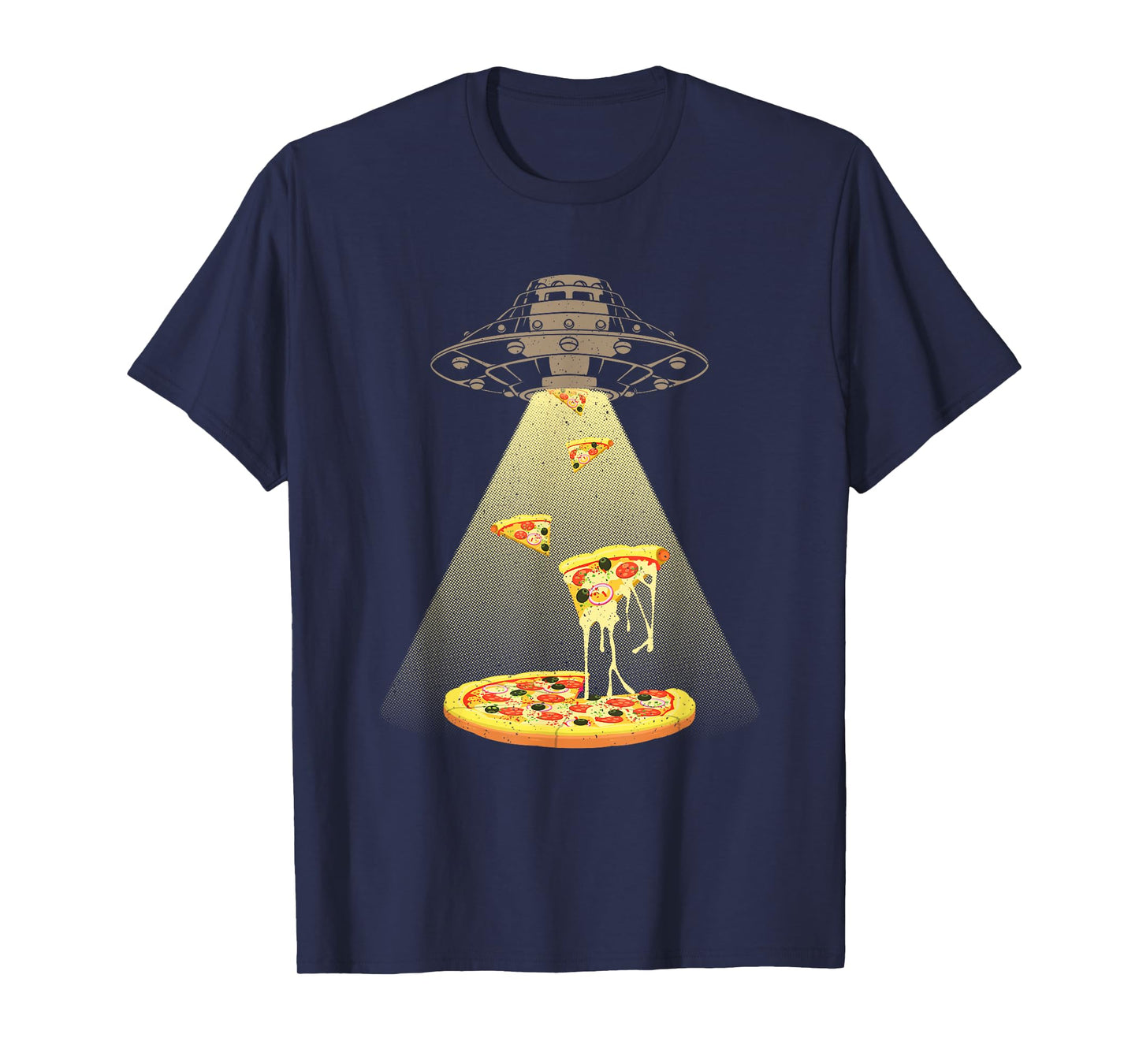 Cool Pizza For Men Women UFO Alien Eating Pizza Abduction T-Shirt