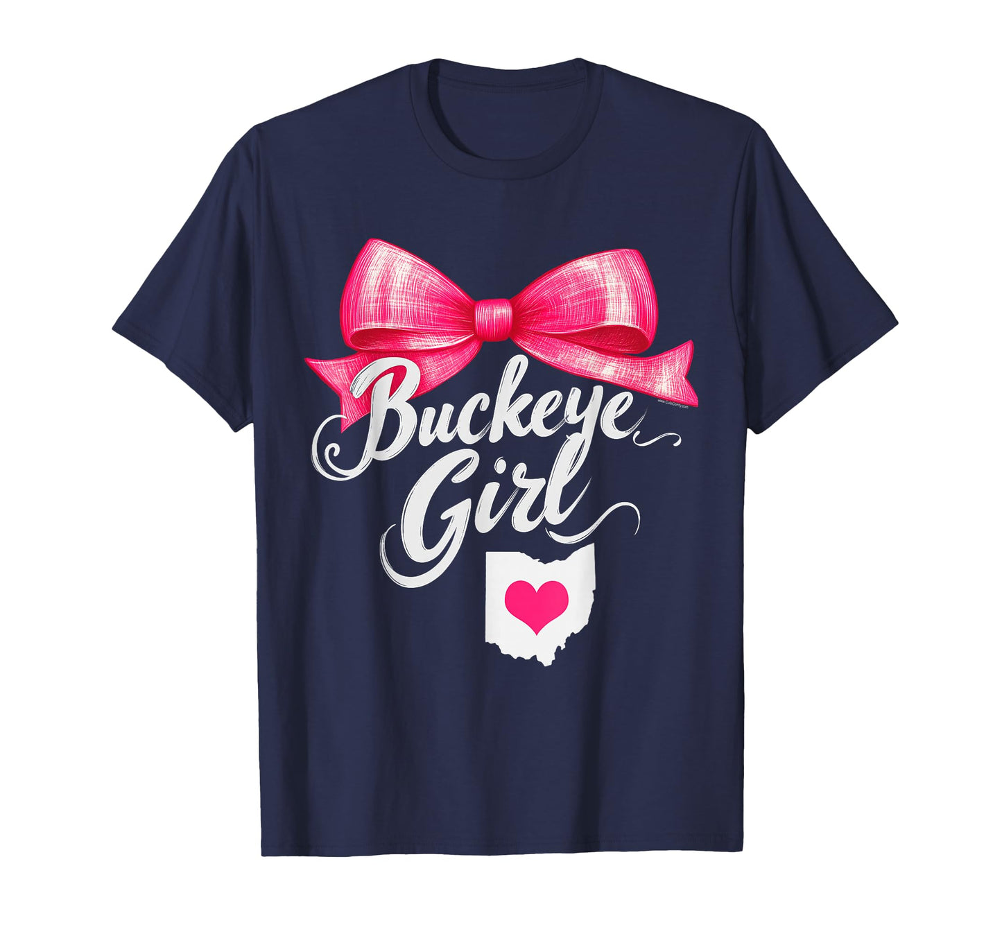 Buckeye Girl Ohio Home Heart State Pink Kids Girls Womens T-Shirt