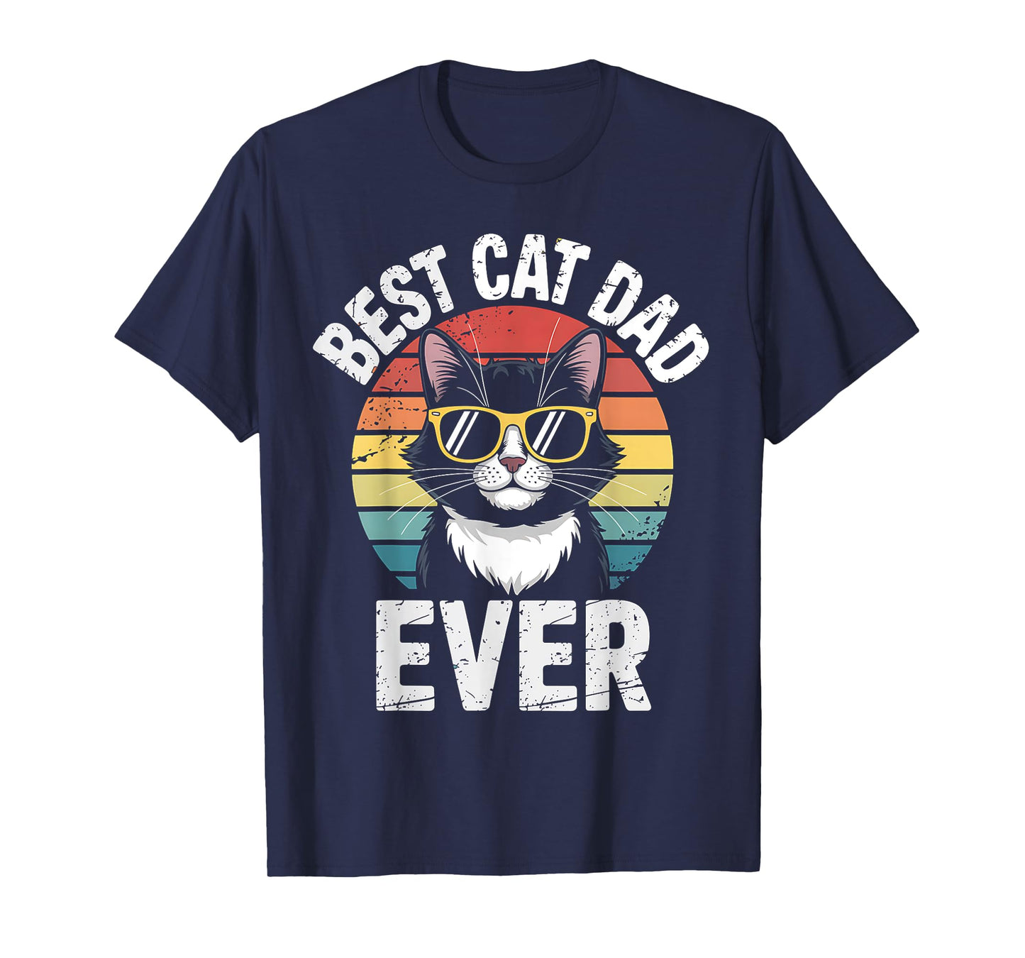 Best Cat Dad Ever Vintage Cat Daddy Funny Cat Fathers Day T-Shirt for Men
