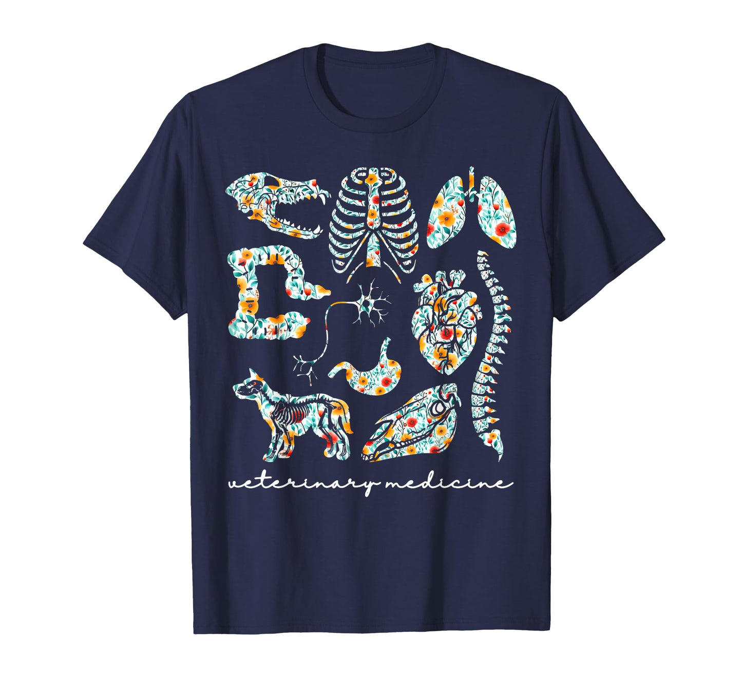 Floral Veterinary Anatomy Vet Tech Veterinary Technician T-Shirt