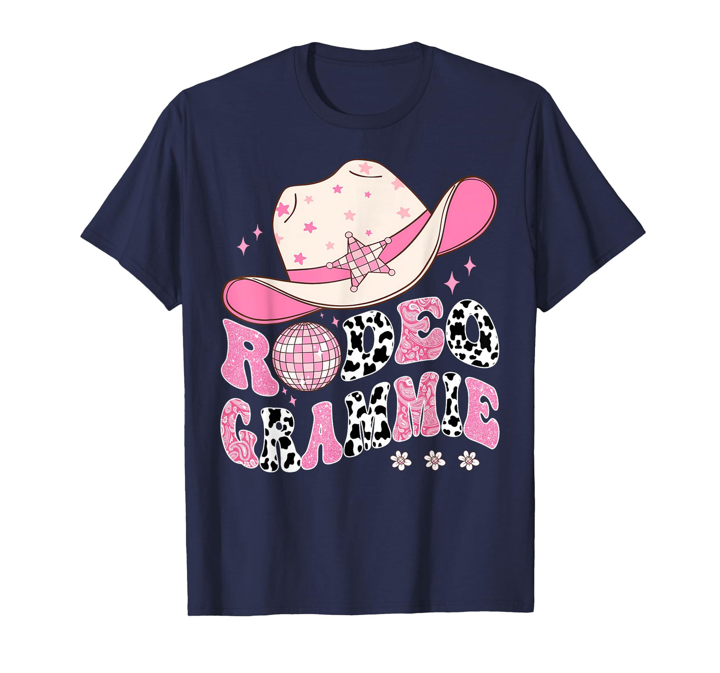 Rodeo Grammie Pink CowGirl 1St Birthday Disco Groovy T-Shirt