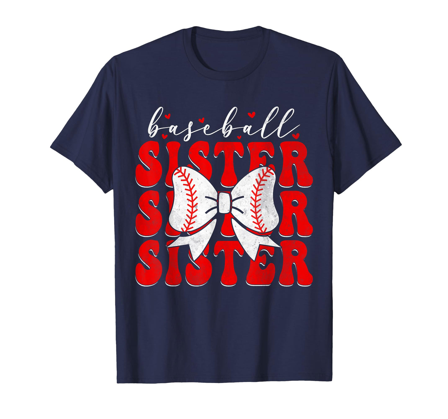 Baseball Sister Coquette Bow Sport Lover Sister Mother's Day T-Shirt
