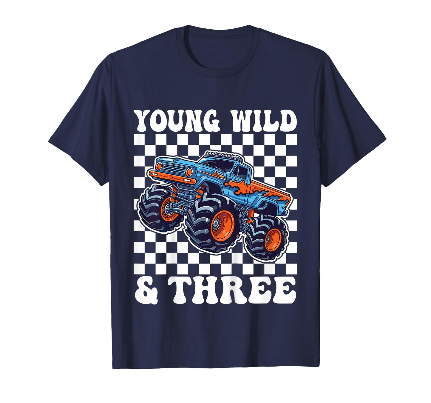 3rd Birthday Monster Truck Young Wild And Three 3 Year Old T-Shirt