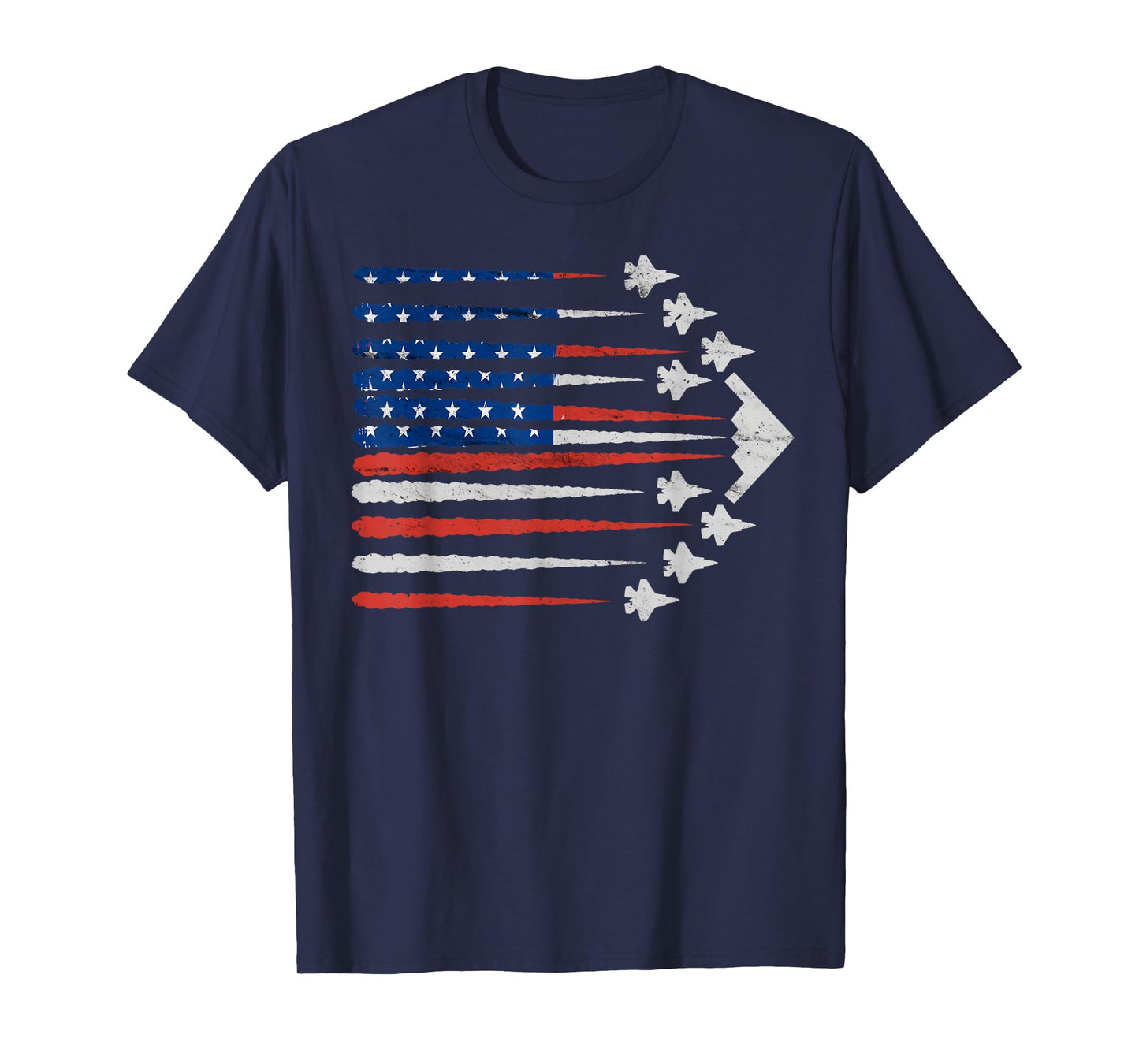 Patriotic Fighter Jets USA Flag Red White & Blue 4th of July T-Shirt
