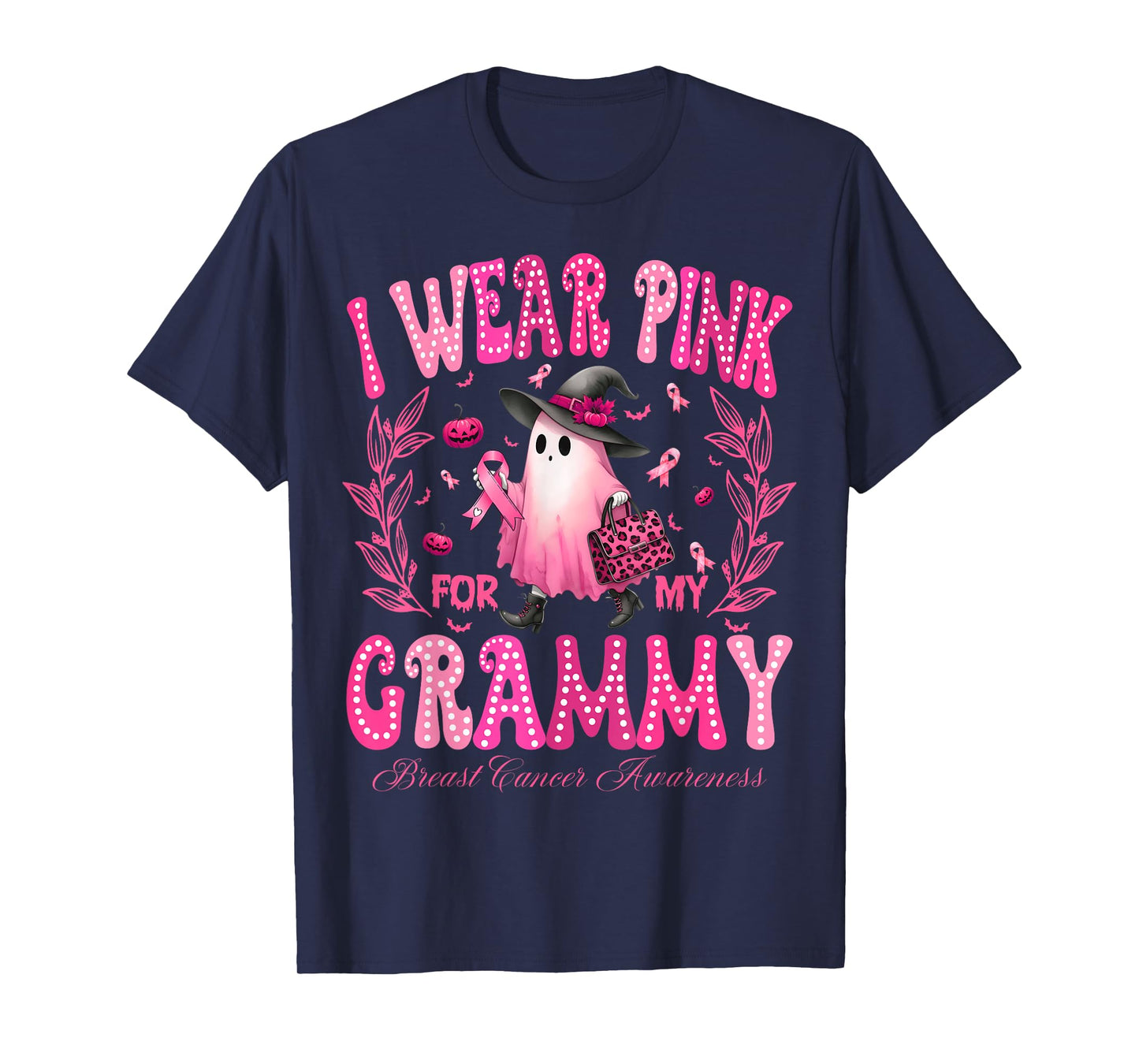 I Wear Pink For My Grammy Breast Cancer Boo Halloween T-Shirt