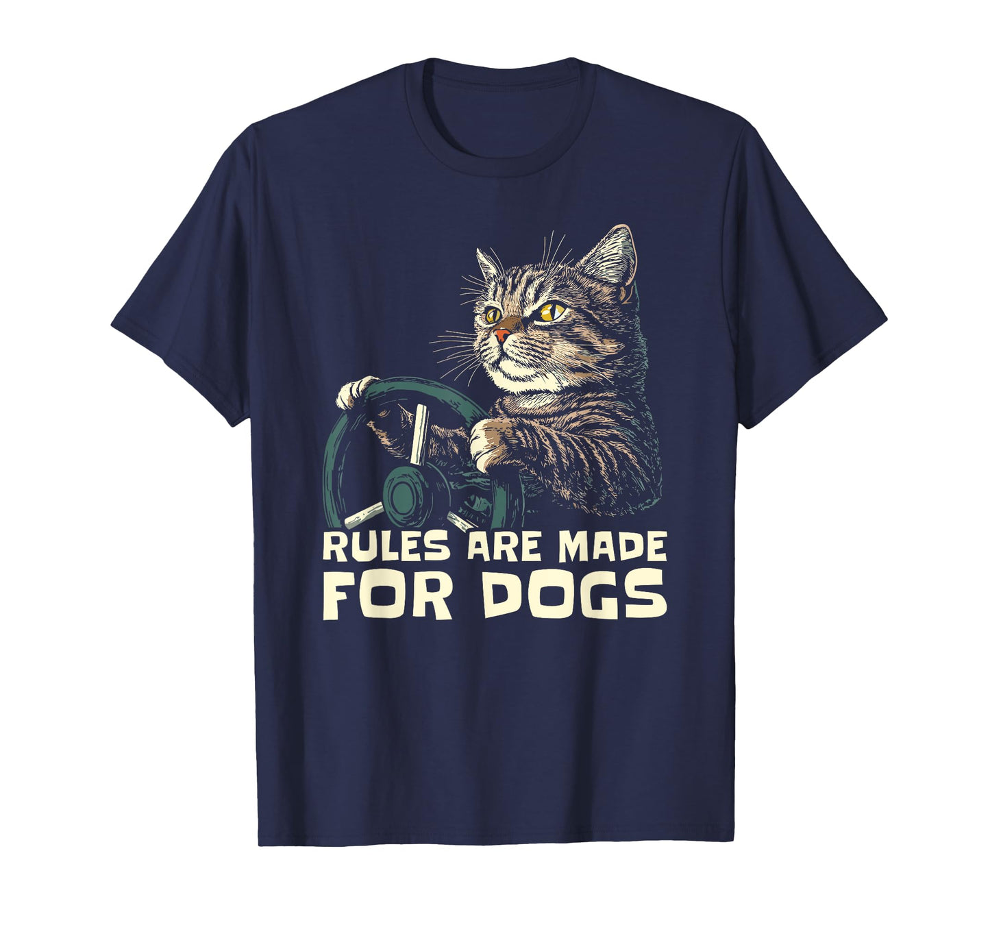 Funny Cat Lover - Rules Are Made for Dogs Driving Cat T-Shirt