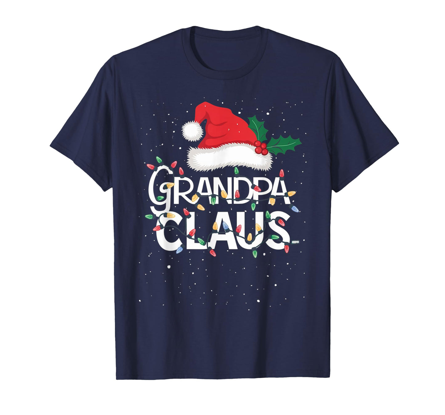 Grandpa Claus Christmas Lights Pajama Family Matching Gifts T-Shirt