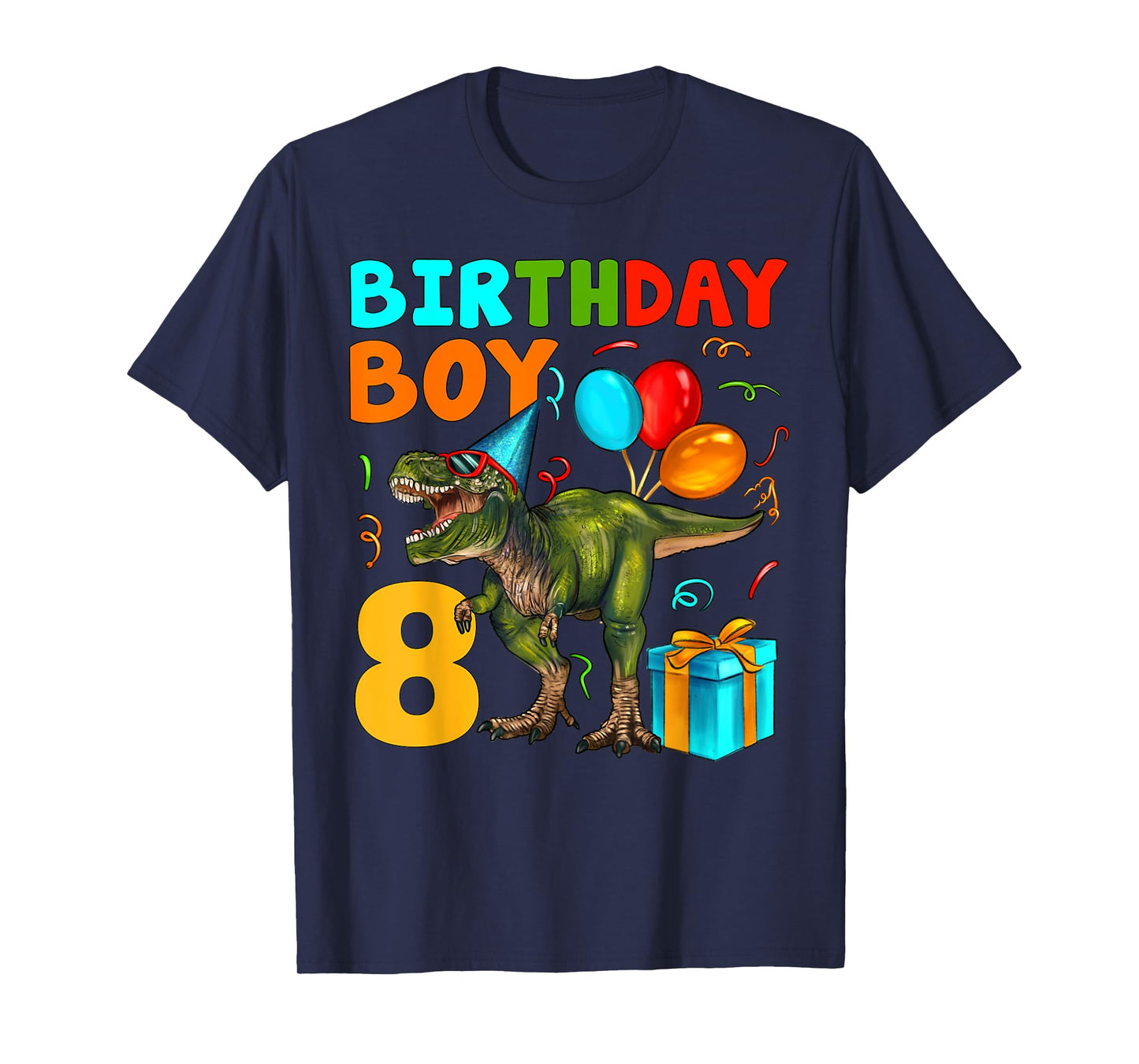 8 Years Old Birthday Boy It's My 8th Birthday Dinosaur Kids T-Shirt
