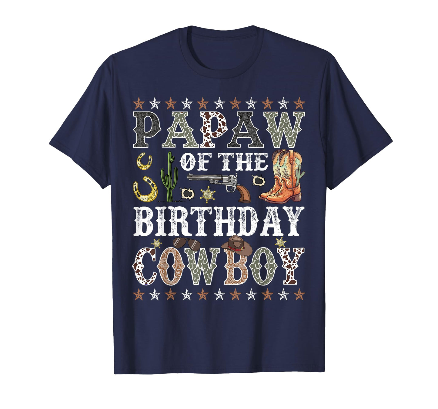 Papaw Of The Birthday Cowboy Rodeo Papaw T-Shirt