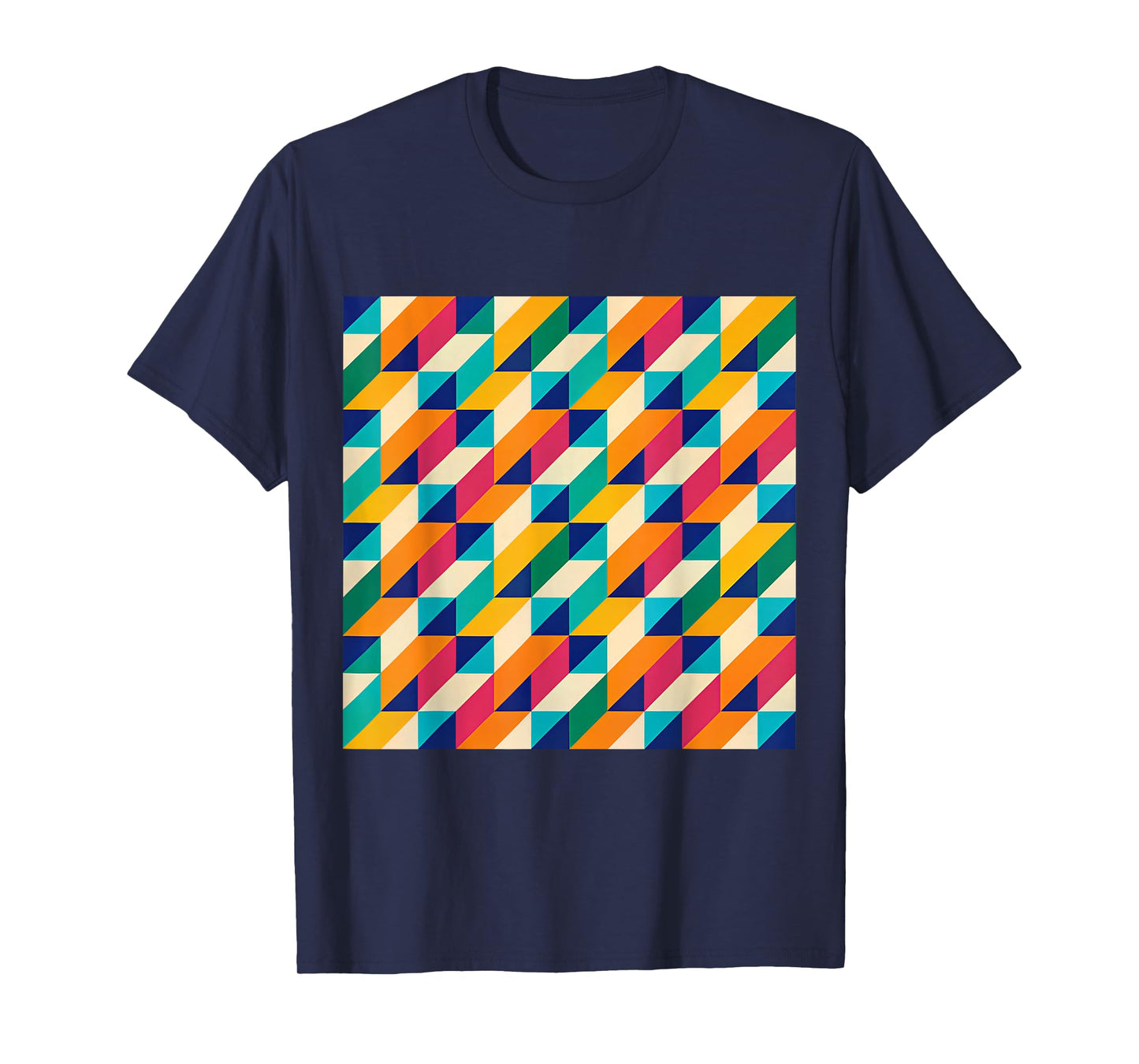 GEOMETRIC TRIANGLE RETRO PATTERN MULTICOLOR OPTICAL ILLUSION T-Shirt