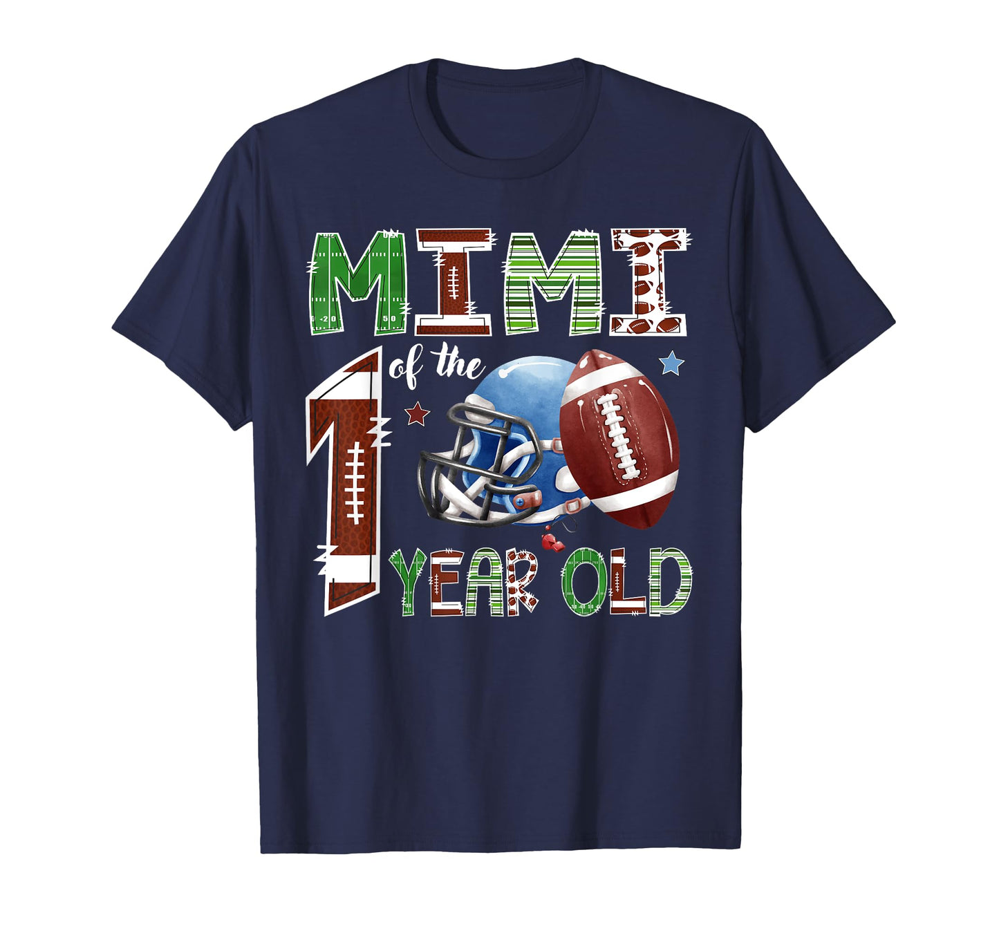 Mimi Of The 1 Year Old Football 1St Year Down Birthday T-Shirt