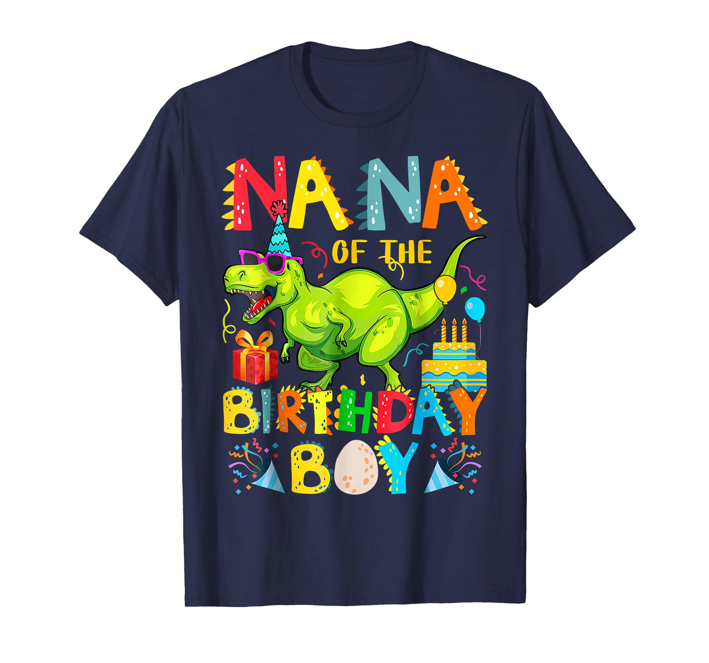 Nana of The Birthday Boy Family Matching Dinosaur T-Rex T-Shirt