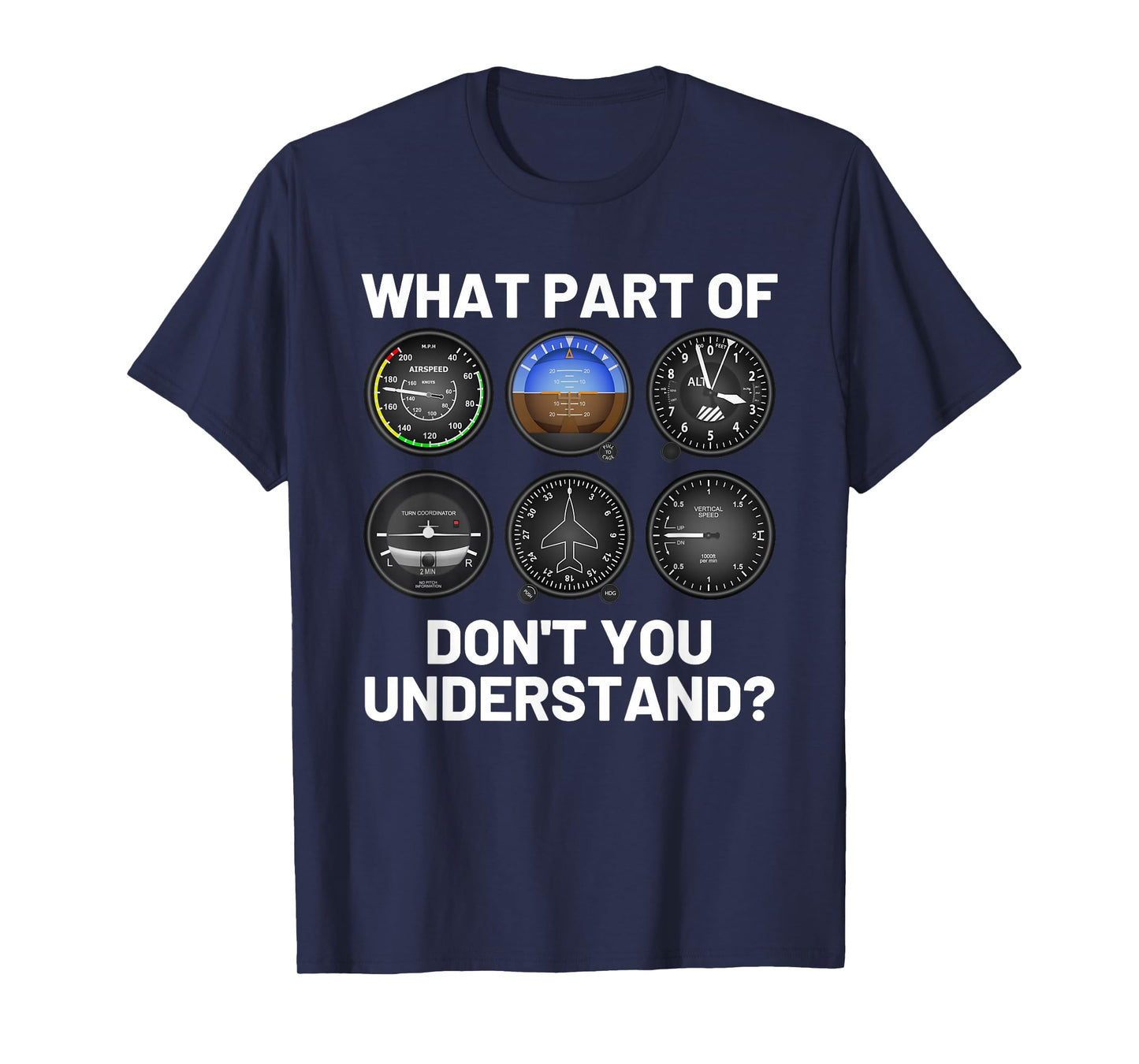 Funny Pilot Art Aviation Six Pack Instruments Flying Plane T-Shirt