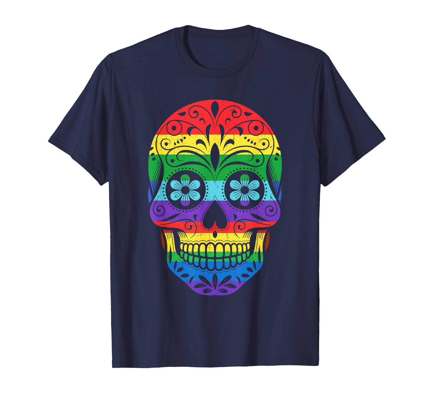 LGBT Rainbow Flag Skull Design Pride Month Ally LGBT Support T-Shirt