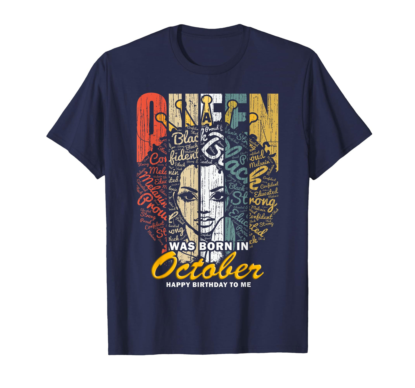 October Birthday Shirts for Women - Black African Queen T-Shirt