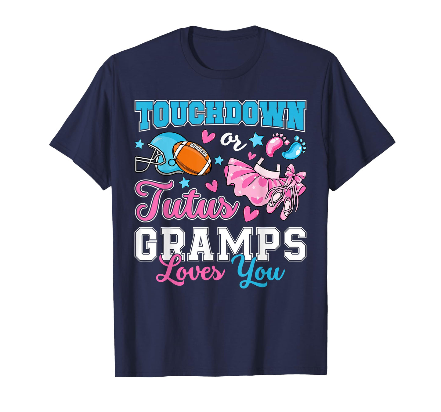 Touchdown or Tutus Gramps Loves You Cute Gender Reveal Baby T-Shirt