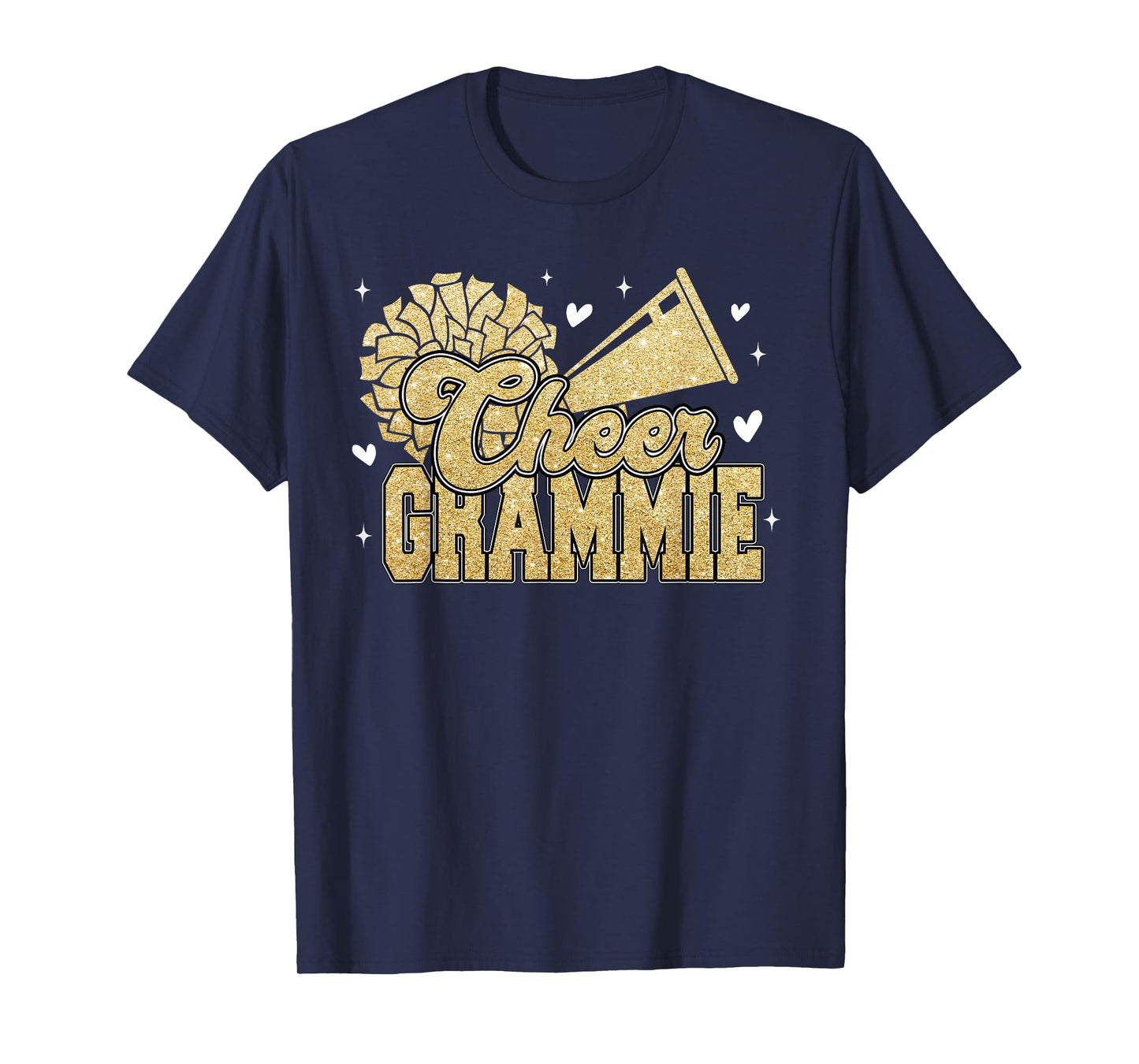 Cheer Grammie Biggest Fan Cheerleader Yellow Gold Pom Pom T-Shirt