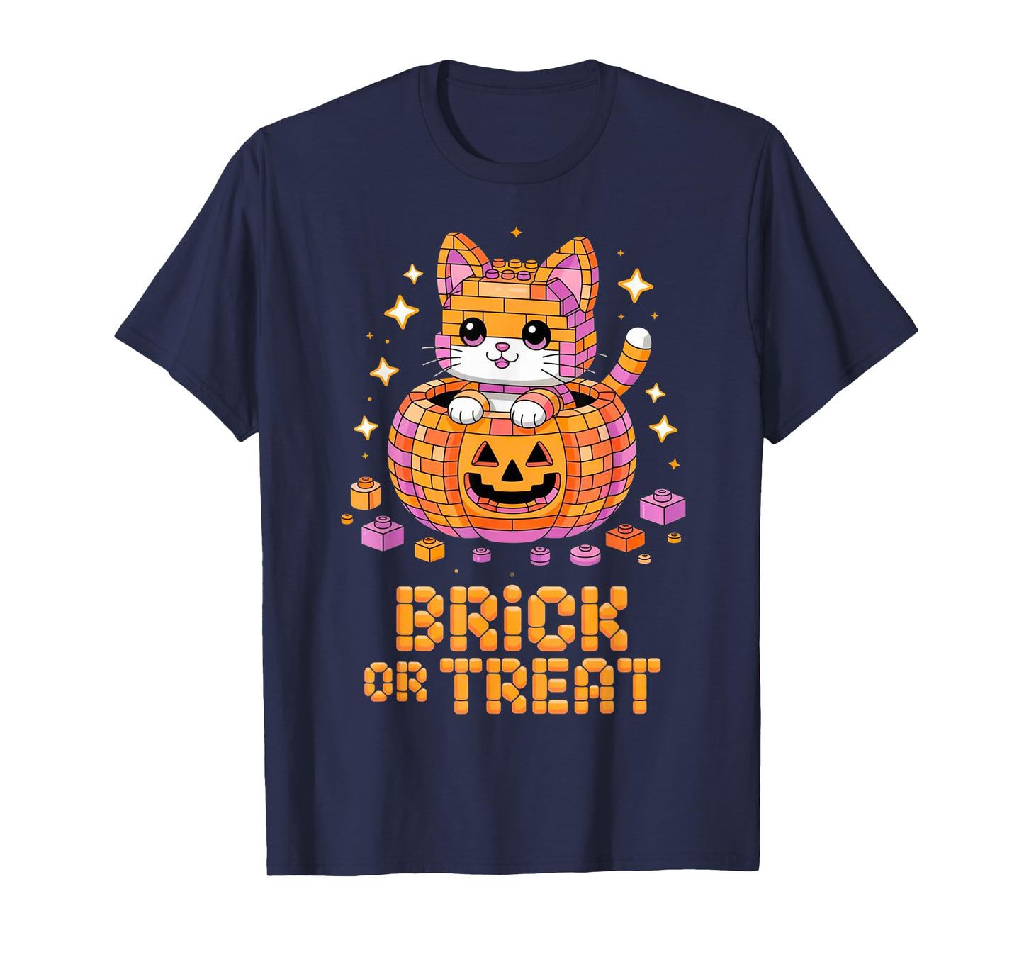 Master Builder Halloween Cat Lover Building Bricks Blocks T-Shirt