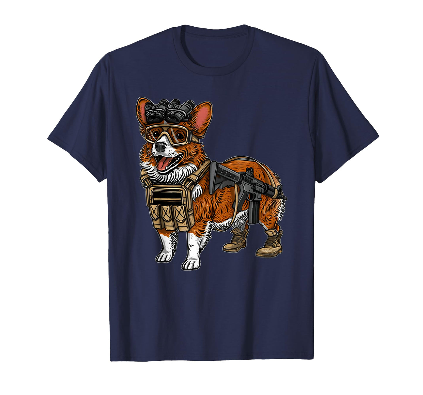 Funny Tactical Corgi Dog T-Shirt for Men Women