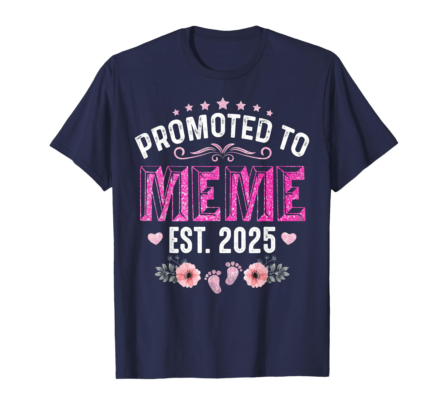 Promoted To Meme Est. 2025 Funny Floral Mother's Day T-Shirt