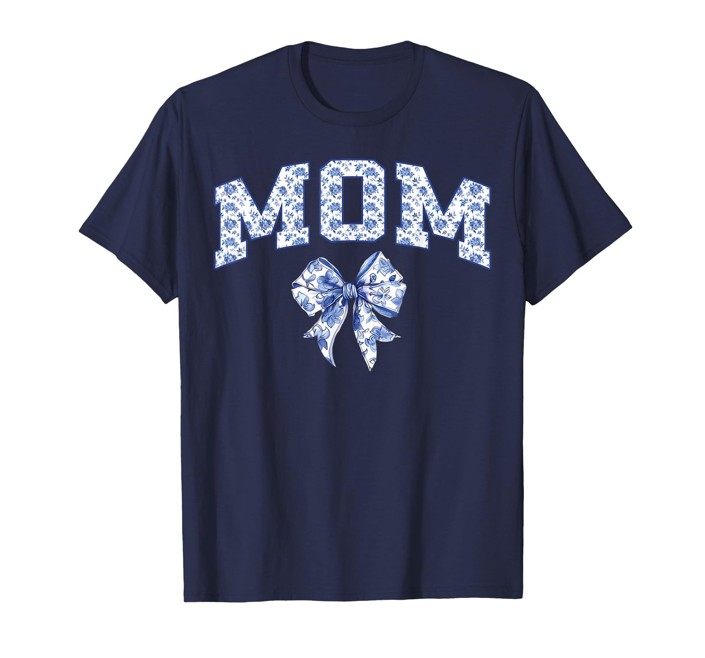 Mom Coquette Toile Blue Bow Floral Family Matching T-Shirt