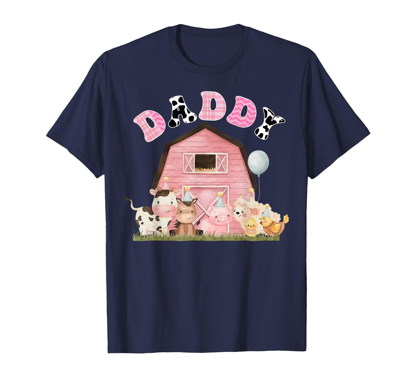 Daddy Pink Farm Animals Birthday Girl Theme Matching Family T-Shirt